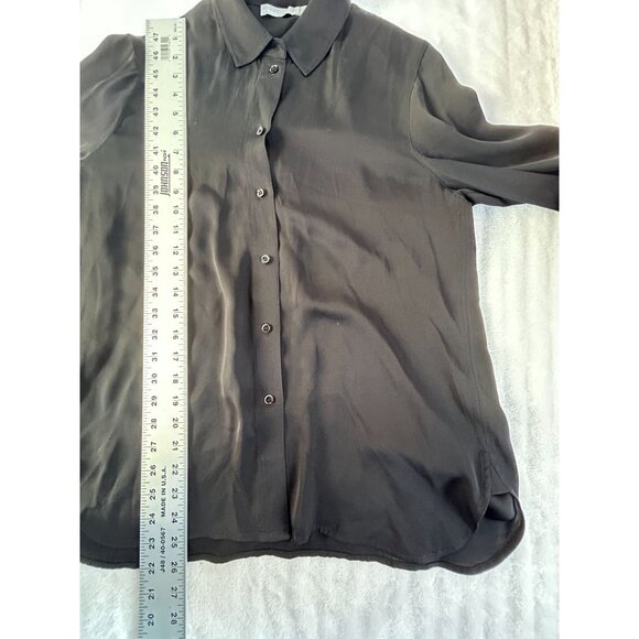 Vince Womens Black Silk Blend Button-Up Long Sleeve Shirt Medium Stretch Casual - Picture 8 of 8